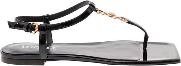 Versace Zwarte Sandalen met Slangenprint Leer Black Dames