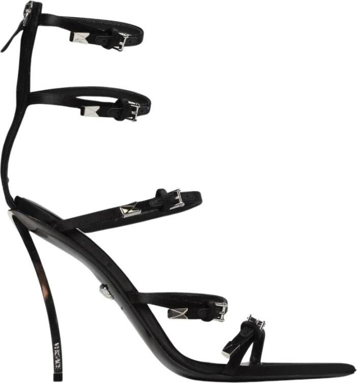 Versace Zwarte satijnen sandalen met hoge hak
