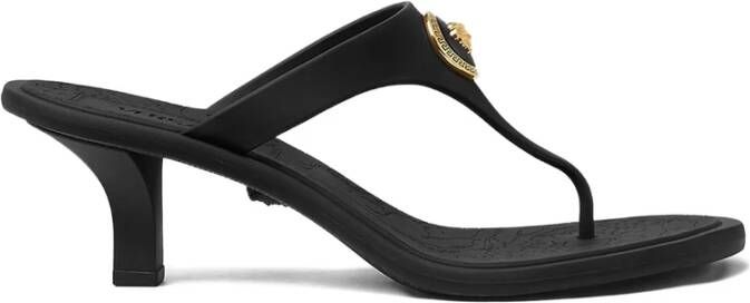 Versace Zwarte Slip-On Kitten Heel Sandalen