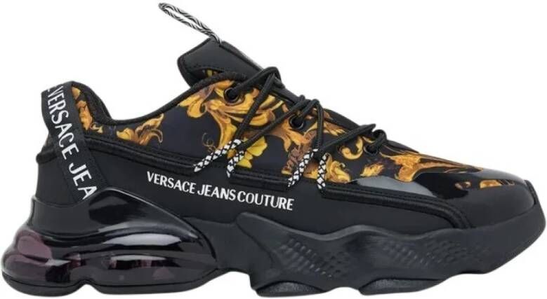 Versace Zwarte Sneakers met Glanzende Inzetstukken