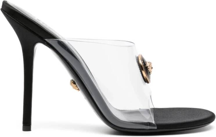 Versace Zwarte Transparante Sandalen met Medusa Detail Zwart Dames