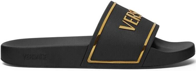 Versace Zwart Goud-tone Instap Sandalen