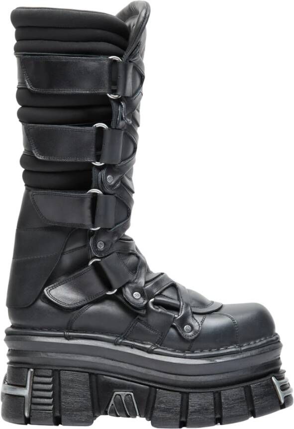 Vetements Chunky Leren Tower Laarzen Black Dames