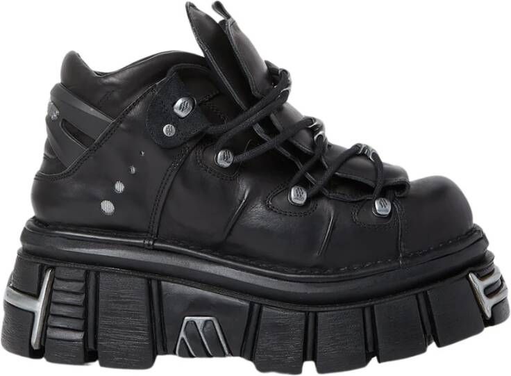 Vetements Leren platform sneakers met logo plaques Zwart Heren