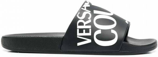 Versace Jeans Couture Stijlvolle Unisex Versace Ciabatta Sliders Black Dames