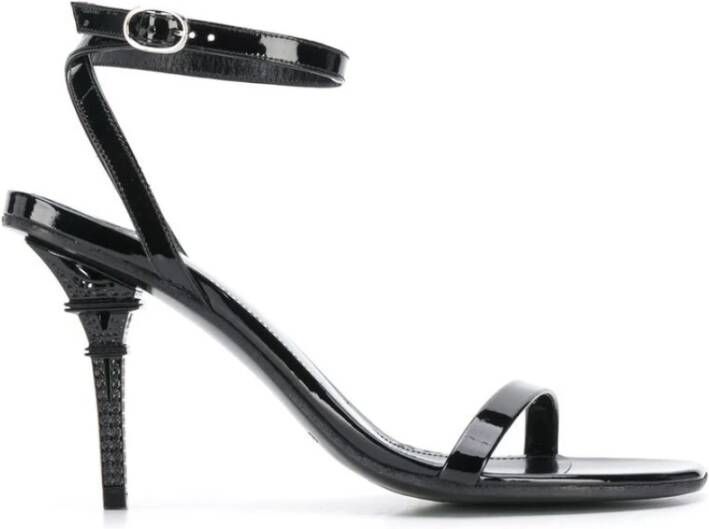 Vetements Zwarte lakleren Eiffeltoren sandalen Black Dames