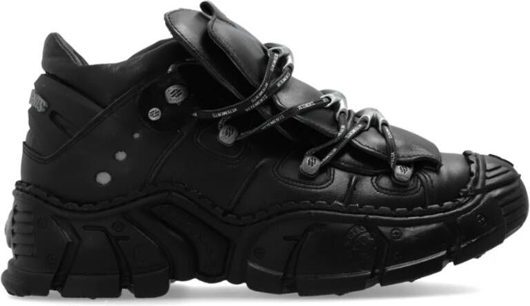 Vetements Chunky Sole Leren High-Top Sneakers Black Heren