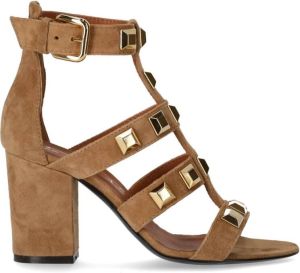 Via Roma 15 Beige Suède Sandaal met Maxi Studs Beige Dames