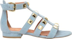 Via Roma 15 Blauwe Suède Sandaal met Enkelbandje Blauw Dames