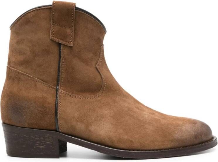 Via Roma 15 Bruine Suède Panel Enkellaarzen