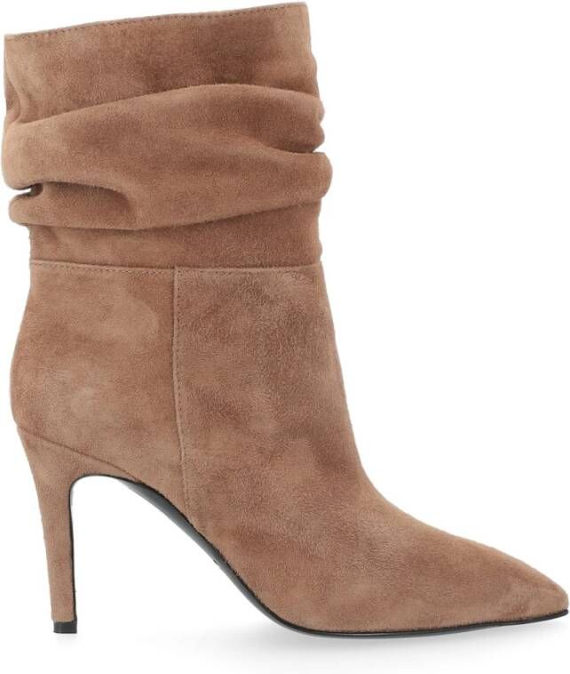 Via Roma 15 Gekrulde Enkellaars Monk Stijl Brown Dames