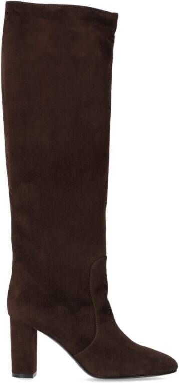 Via Roma 15 Boots Dark Brown Suede Heeled High Boot in bruin