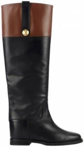 Via Roma 15 Leather boots with button Zwart Dames