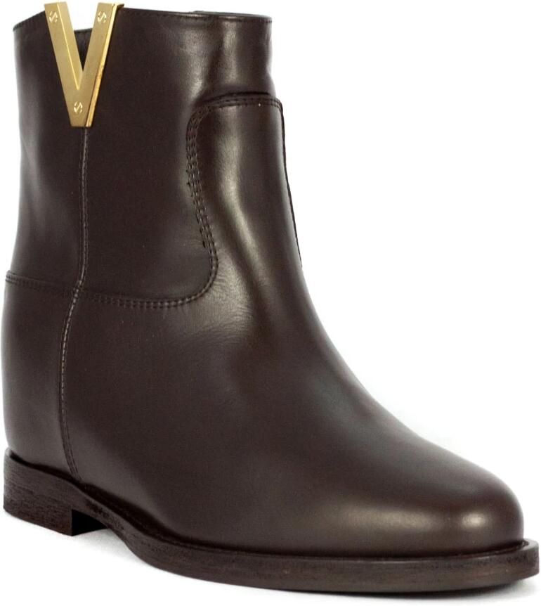 Via Roma 15 Bruine Leren Enkellaarzen A del Teen