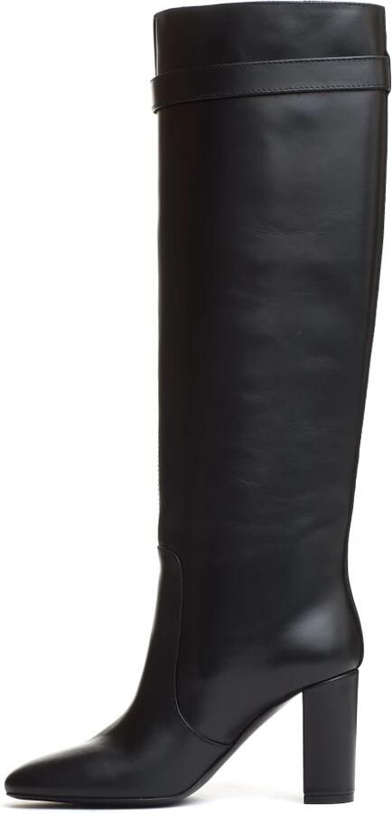 Via Roma 15 Zwarte leren enkellaarzen met gesp