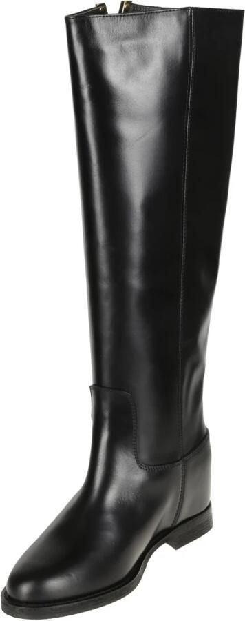 Via Roma 15 Zwarte Leren Laarzen met Gouden V-Detail - Foto 2