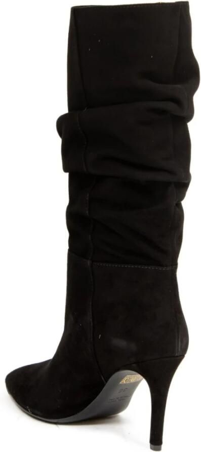 Via Roma 15 Zwarte Suède Leren Laars Halve Kuit