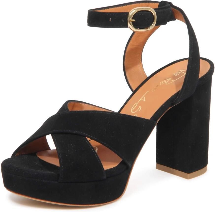 Via Roma 15 Zwarte suède sandaal