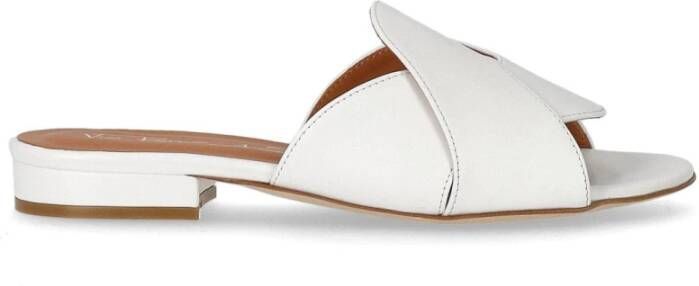 Via Roma 15 Witte Leren Kruis Slide Sandaal White Dames