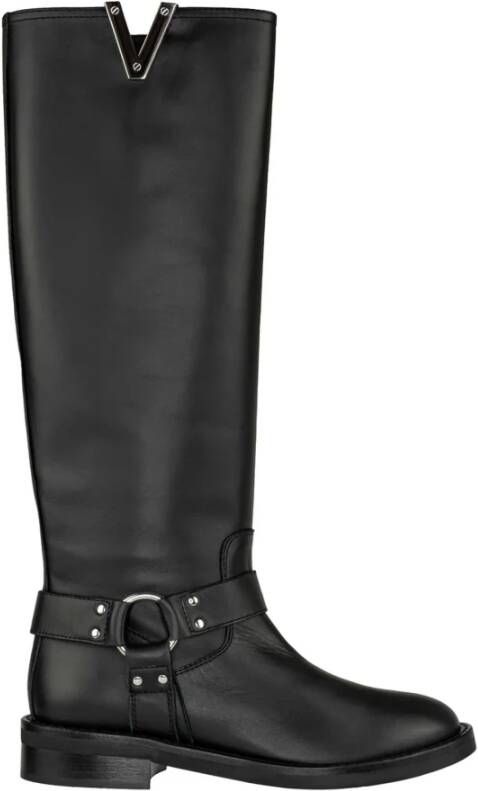 Via Roma 15 Zwarte Bikerlaarzen met Zilveren Gesp Black Dames