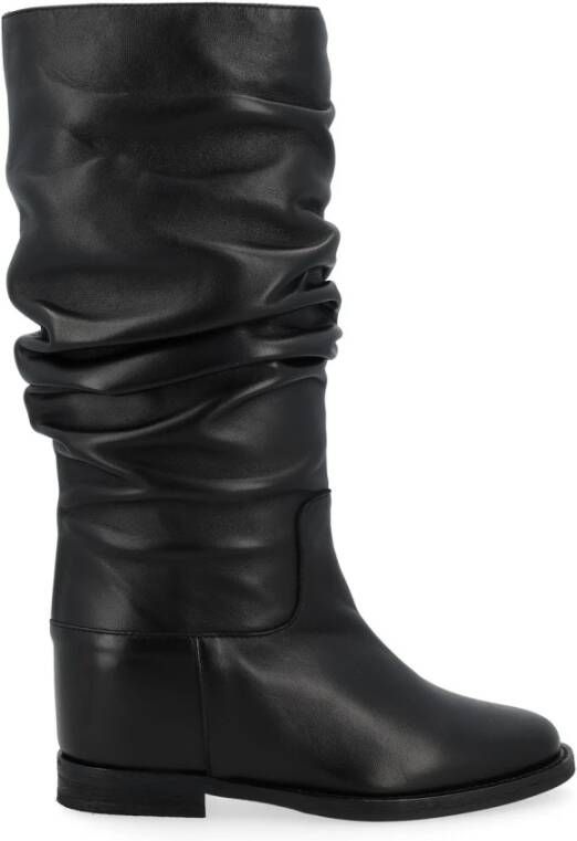 Via Roma 15 Zwarte Gevouwen Laars Black Dames