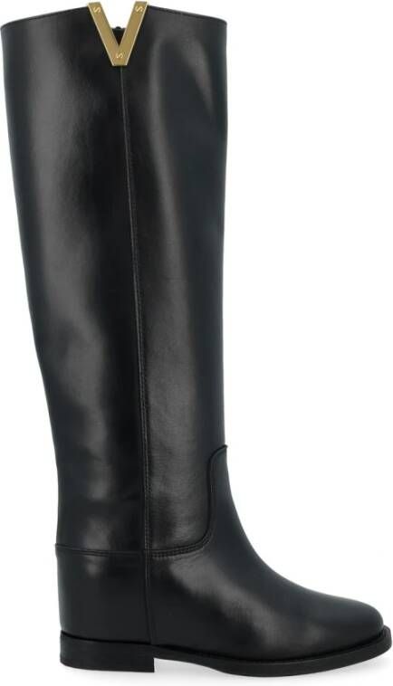 Via Roma 15 Zwarte Lange Rits Trui Black Dames