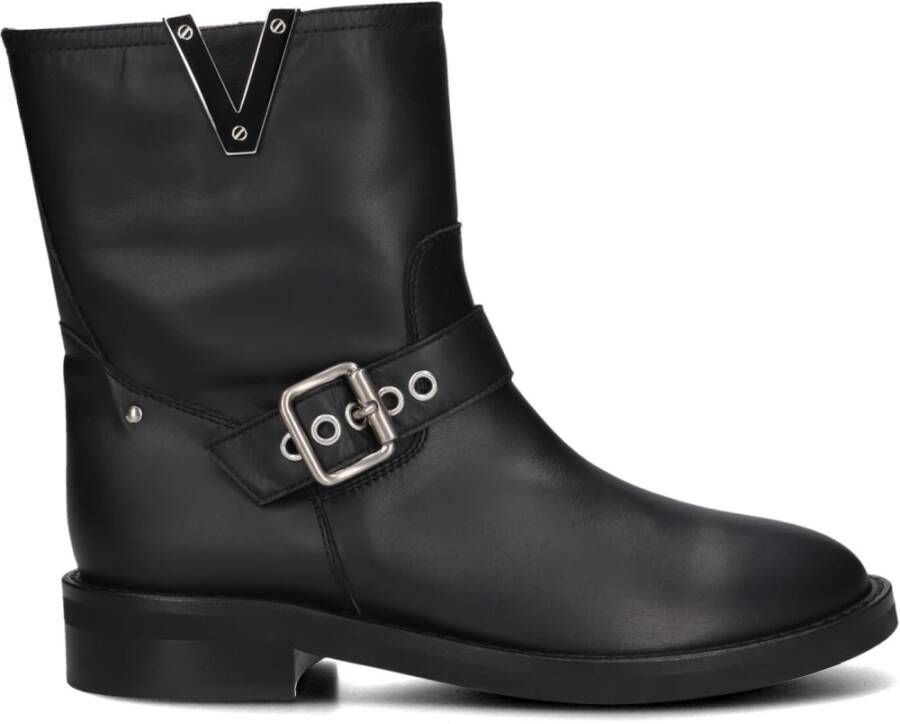 Via Roma 15 Zwarte leren enkellaarzen Malibu 4218