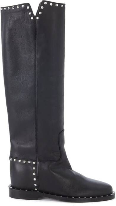 Via Roma 15 Zwarte leren laarzen met studs