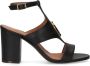 Via Roma 15 Zwarte leren sandalen met gouden metalen V-logo - Thumbnail 1