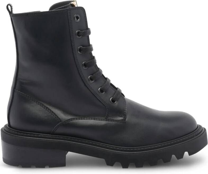 Via Roma 15 Zwarte Leren Veterschoenen