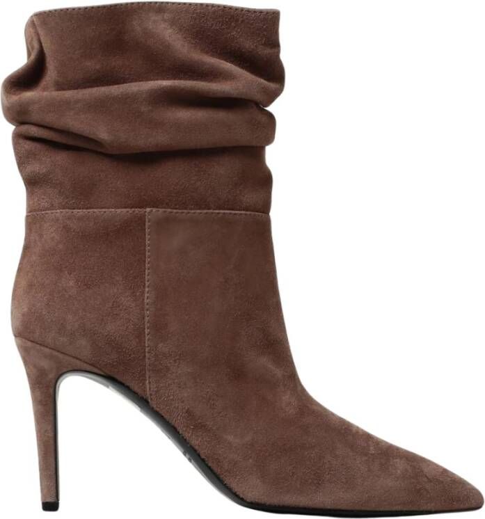 Via Roma 15 Zwarte Suède Stiletto Enkellaarzen