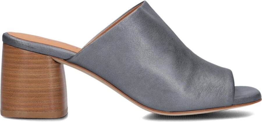Via Vai Blauw Metallic Leren Sandalen Gray Dames