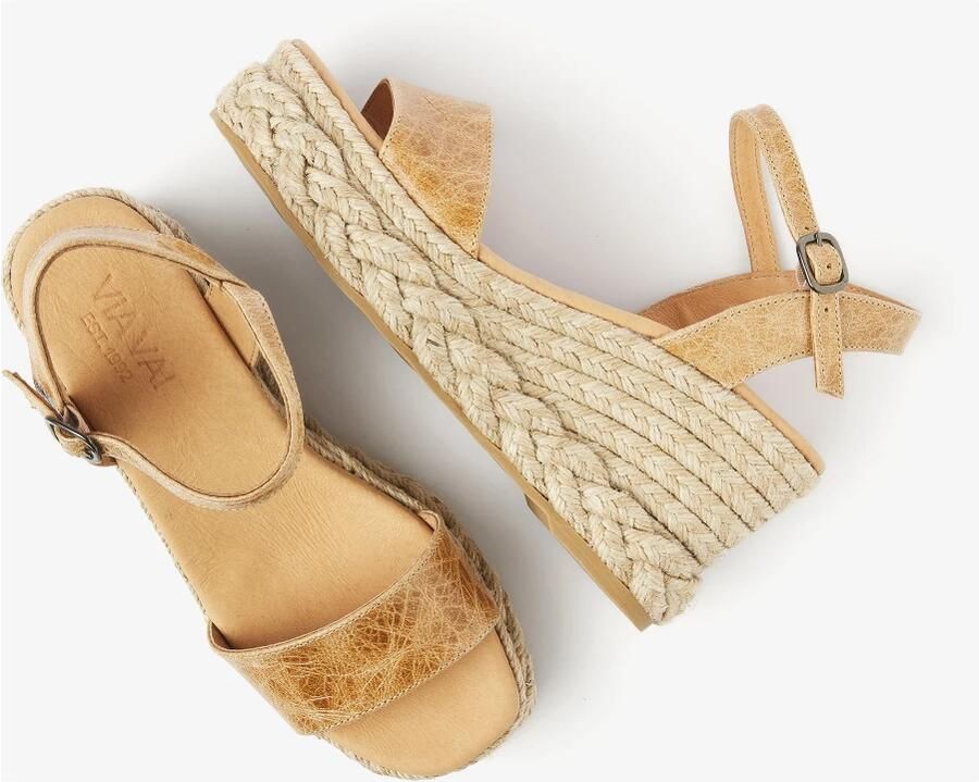 VIA VAI Capri Neva Espadrilles Dames Leer Cognac - Foto 3