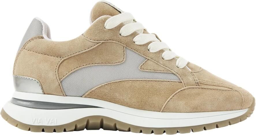 VIA VAI Usher Riggs Sneakers dames Leer Mesh Suède Beige