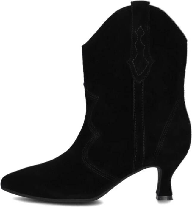 Via Vai Zwarte Suède City Western Enkellaarzen Black Dames
