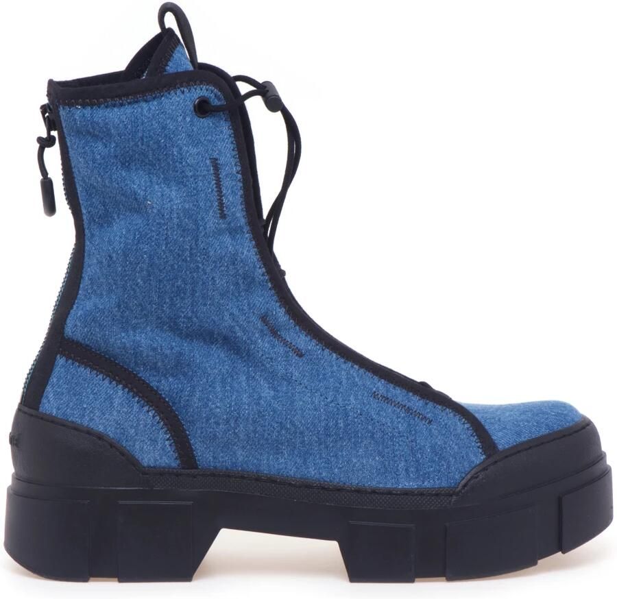 Vic Matié Blauwe Gewassen Denim Amfibie Schoenen Blue Dames