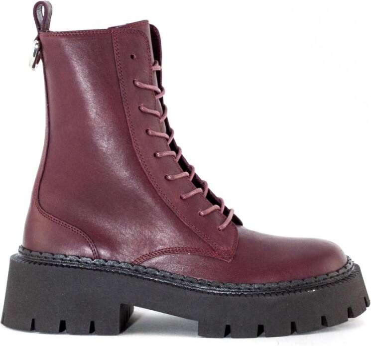 Vic Matié Bordeaux Combatlaarzen met Ringdetail