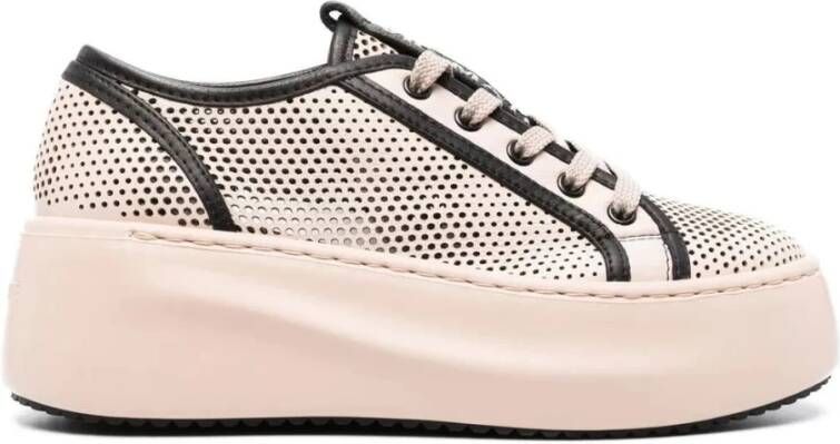 Vic Matié Low-Top Sneakers Perforated Brown Cow Leather Travel Sneakers in beige
