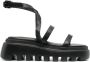 Vic Matié Casual Zwarte Leren Sandalen Black Dames - Thumbnail 5