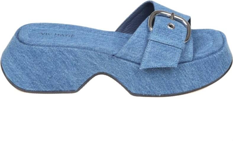 Vic Matié Denim Sandaal met Gesp Blue Dames