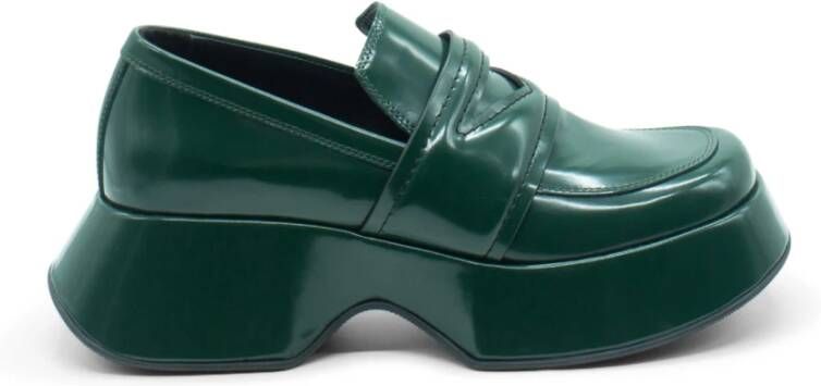 Vic Matié Geborsteld Kalfsleer Donkergroene Mocassin Green Dames