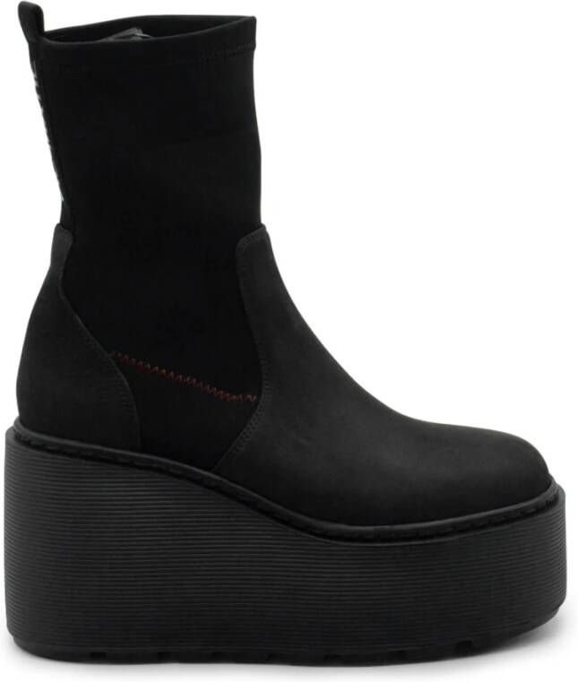Vic Matié Gestreepte Zwarte Wedge Boots Black Dames