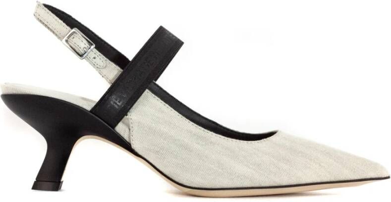 Vic Matié Grijze Denim Slingback Sandalen