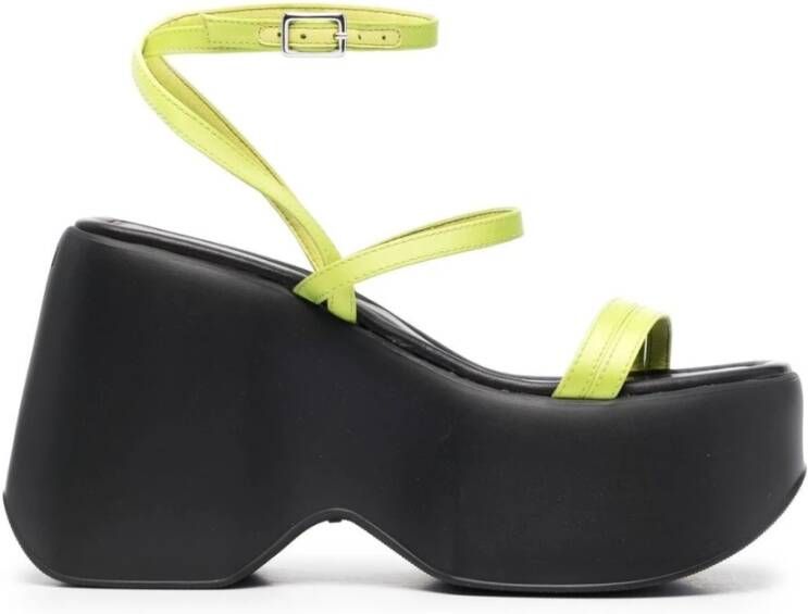 Vic Matié Groene Chunky Leren Sandalen Green Dames