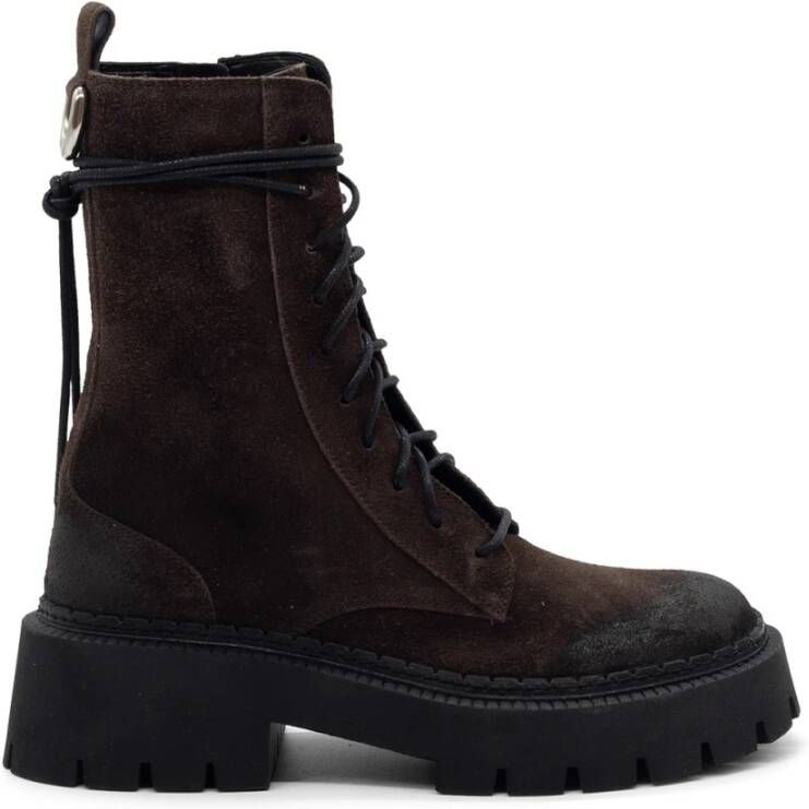 Vic Matié H04 Bob Donkerbruine gevechtslaars van vintage kalfssuède