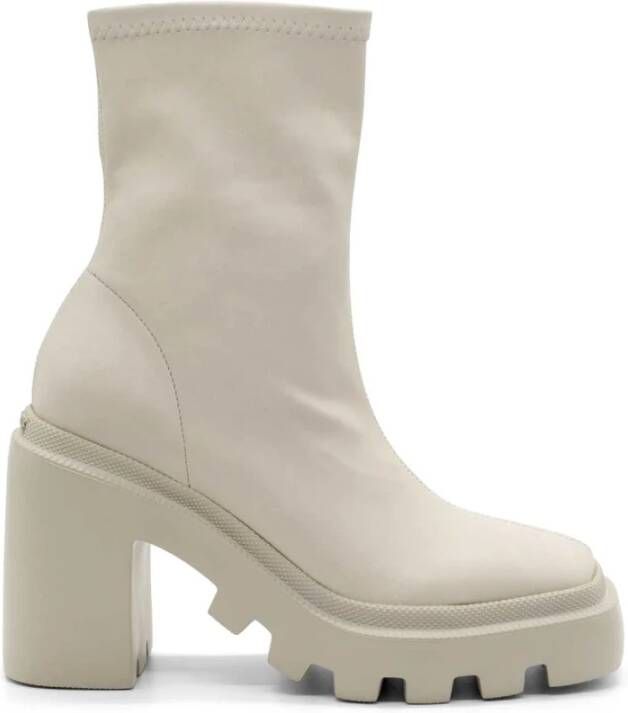 Vic Matié Ivoor Eco-leer Gear Hiel Bootie Beige Dames