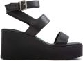 Vic Matié K10 Block Wedge Sandaal - Zwart