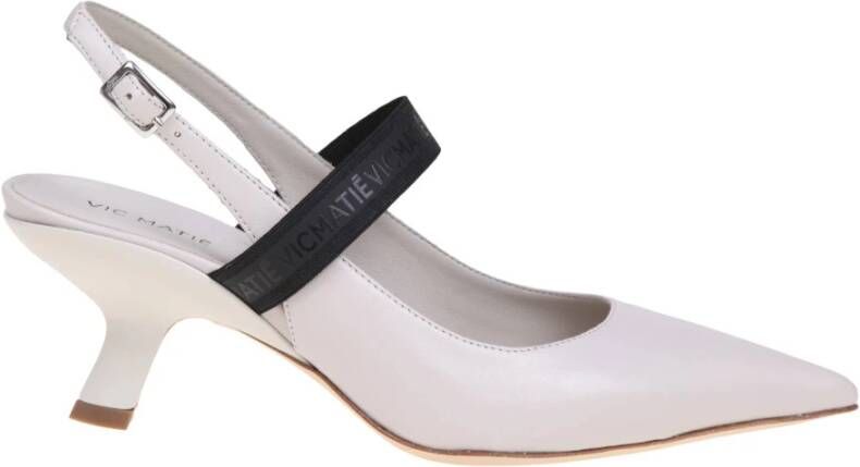 Vic Matié Leren Bonbon Pumps met Elastiek White Dames