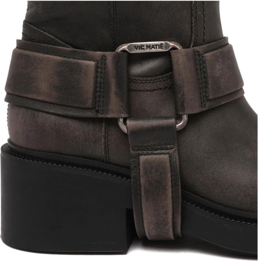 Vic Matié Leren laarzen met gespsluiting