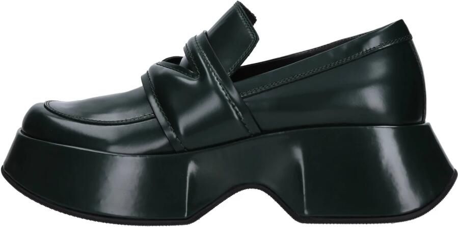 Vic Matié Geborsteld Kalfsleer Donkergroene Mocassin Green Dames